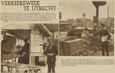 874419 Collage van 2 foto's betreffende de Verkeersweek te Utrecht, met links een afbeelding van een stand van het ...